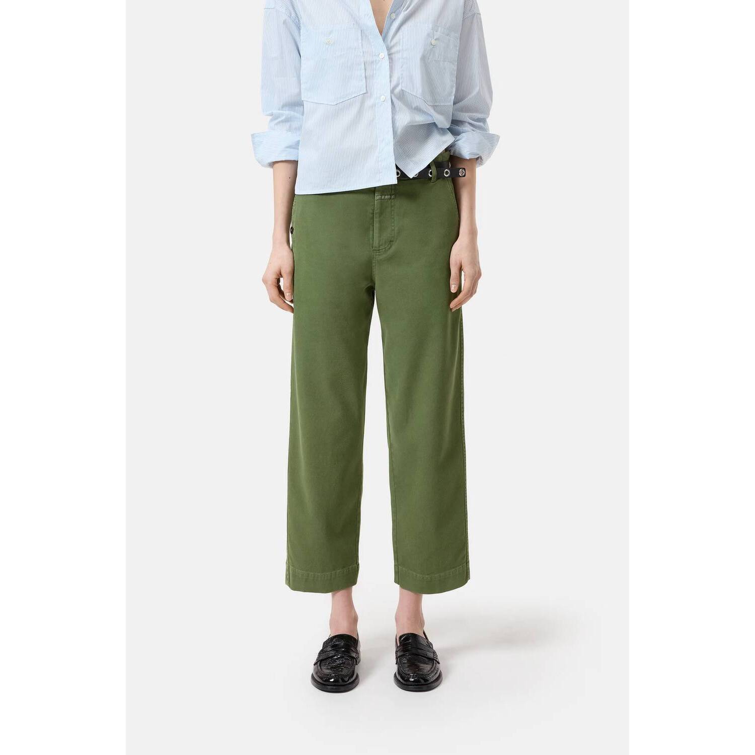 New Closed Rovea Relaxed Cropped Pants In Army Green